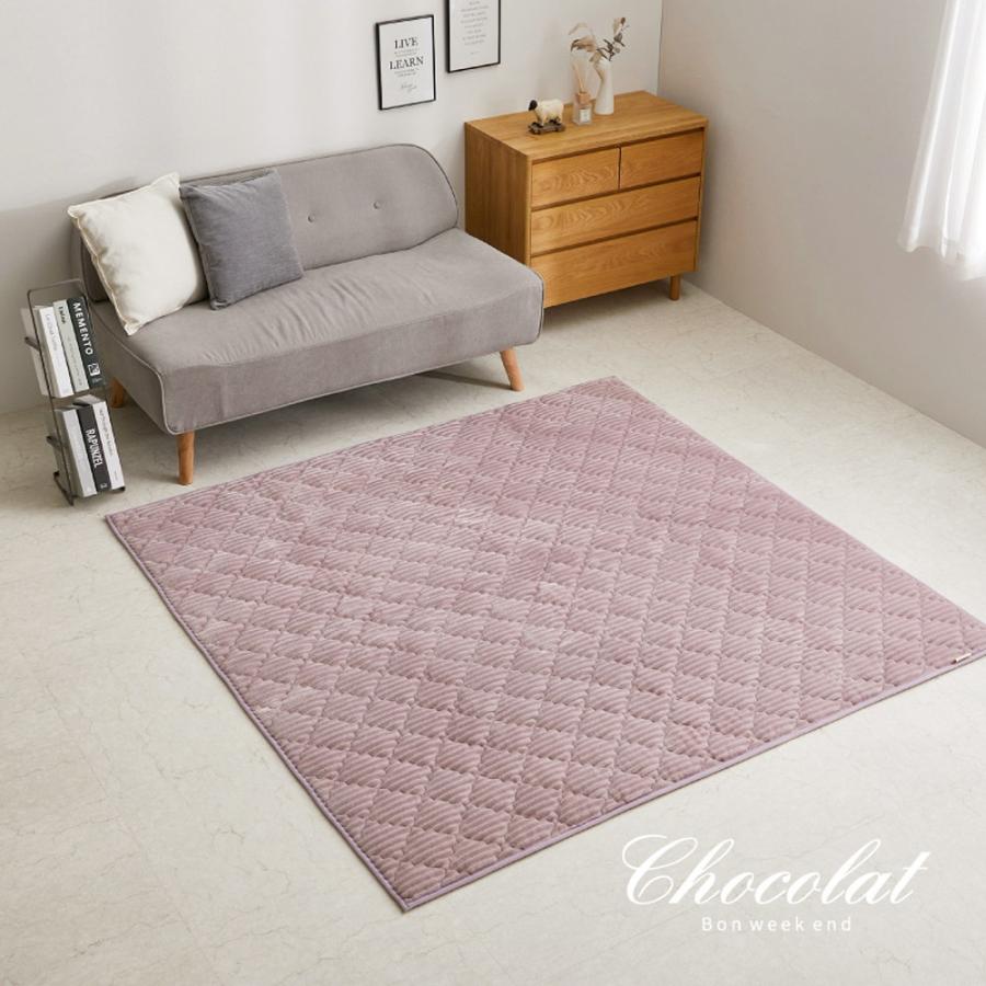 フランネルキルトラグ 洗える 約190×190cm カーペット ラグ ラグマット リビングラグ センターラグ おしゃれ かわいい シンプル モロッカン柄 立体感 正方形 | ブランド登録なし | 01