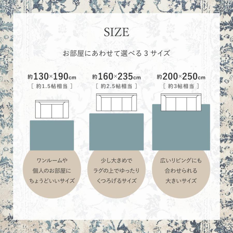 ウィルトンラグ 約200×250cm エジプト製 カーペット カマル ラグカーペット アイボリー ネイビー 長方形 花柄 エスニック 北欧 総柄 おしゃれ リビングラグ | ブランド登録なし | 10