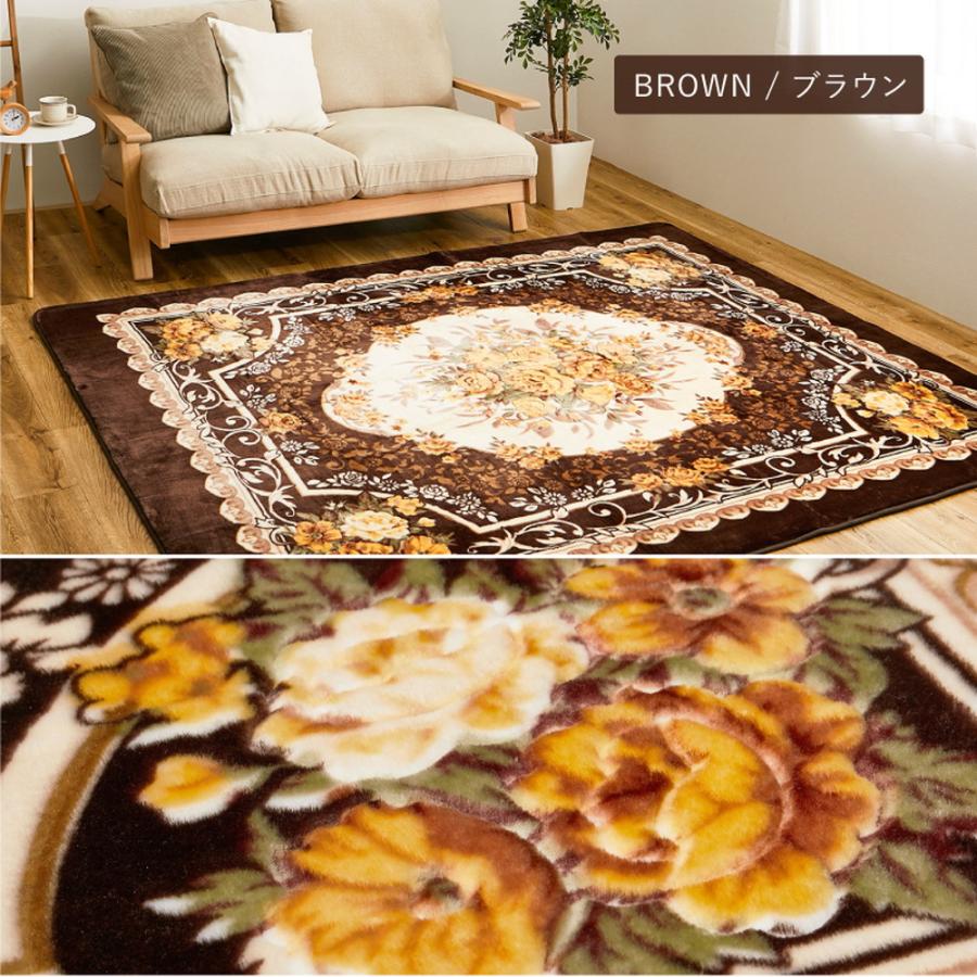 ラグ カーペット 約200×300cm ホットカーペットカバー 長方形 おしゃれ 北欧 モダン 高級感 花柄 ベージュ ブラウン ヨーロピアン 洗える ウォッシャブル | ブランド登録なし | 06