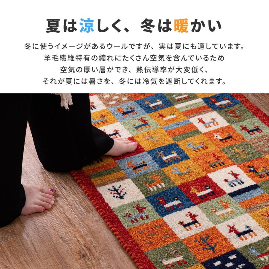 ギャッベ マット GABBEH A10 約45×75cm 長方形 タッセル付き アクセント オールシーズン ラグ カーペット かわいい  センターラグ  ホットカーペット 床暖房OK |  | 04