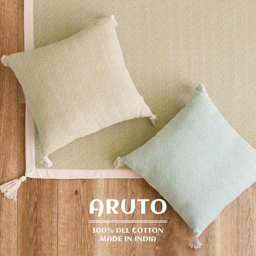 インド綿 背当てクッション アルト 約45×45cm ふっくら コットン100％ タッセル付き 萩原 |  | 01