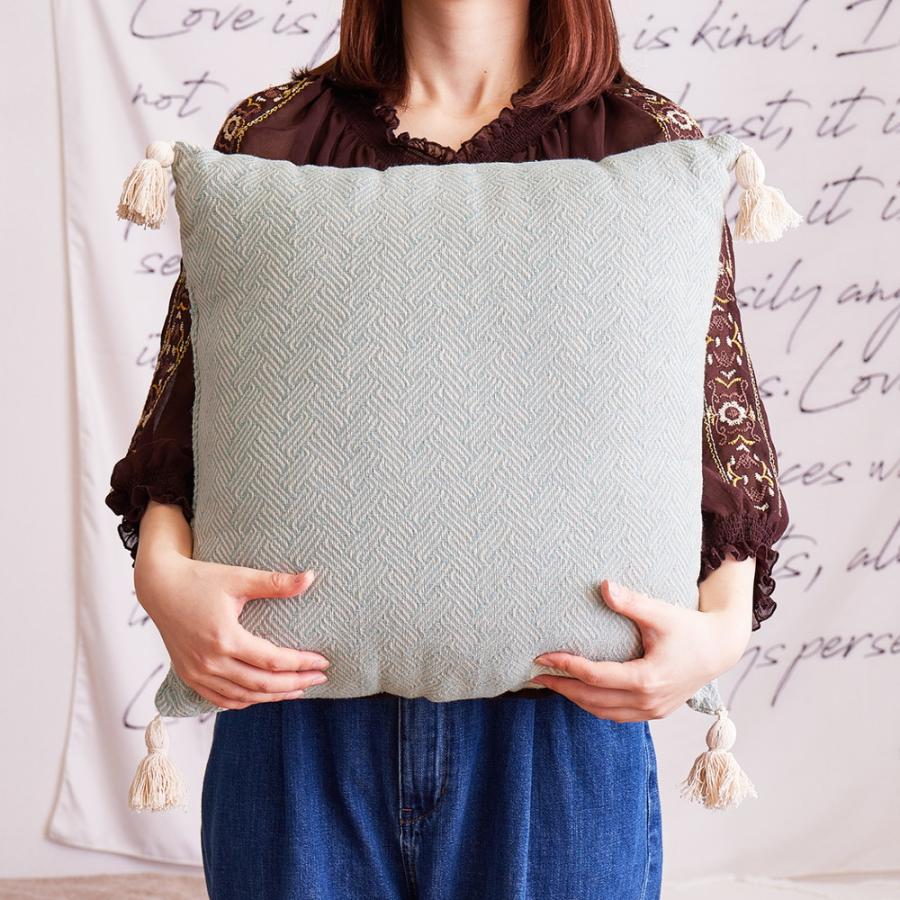 インド綿 背当てクッション アルト 約45×45cm ふっくら コットン100％ タッセル付き 萩原 |  | 05