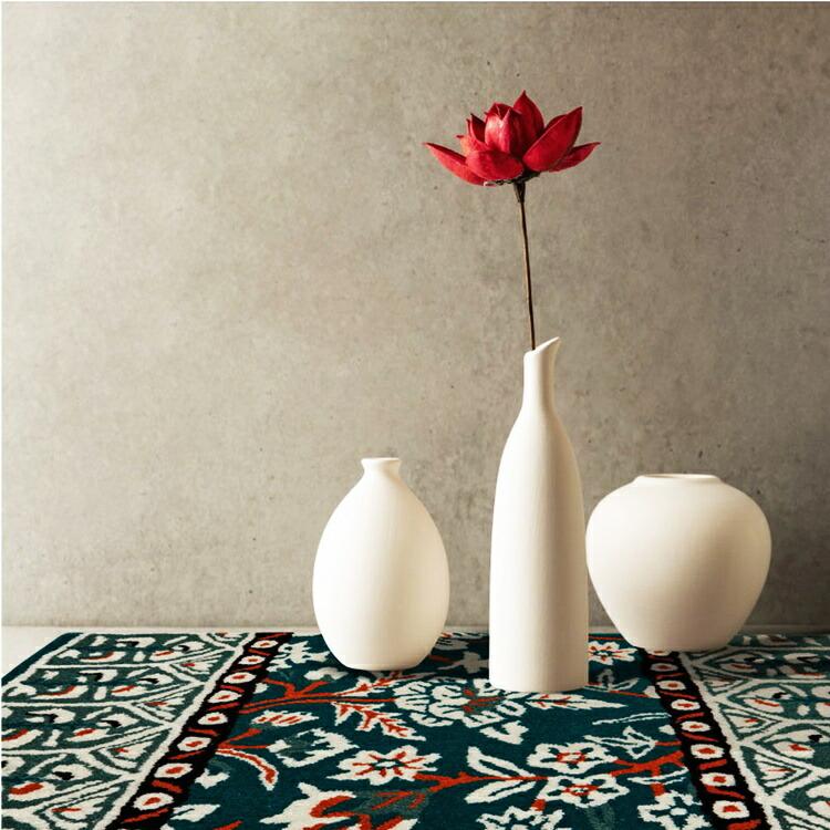 玄関マット 約50×80cm ウールマット ポタリー エントランスマット おしゃれ 北欧 レトロ 花柄 フラワー柄 インテリアマット 総柄 グリーン ネイビー イエロー | ブランド登録なし | 03