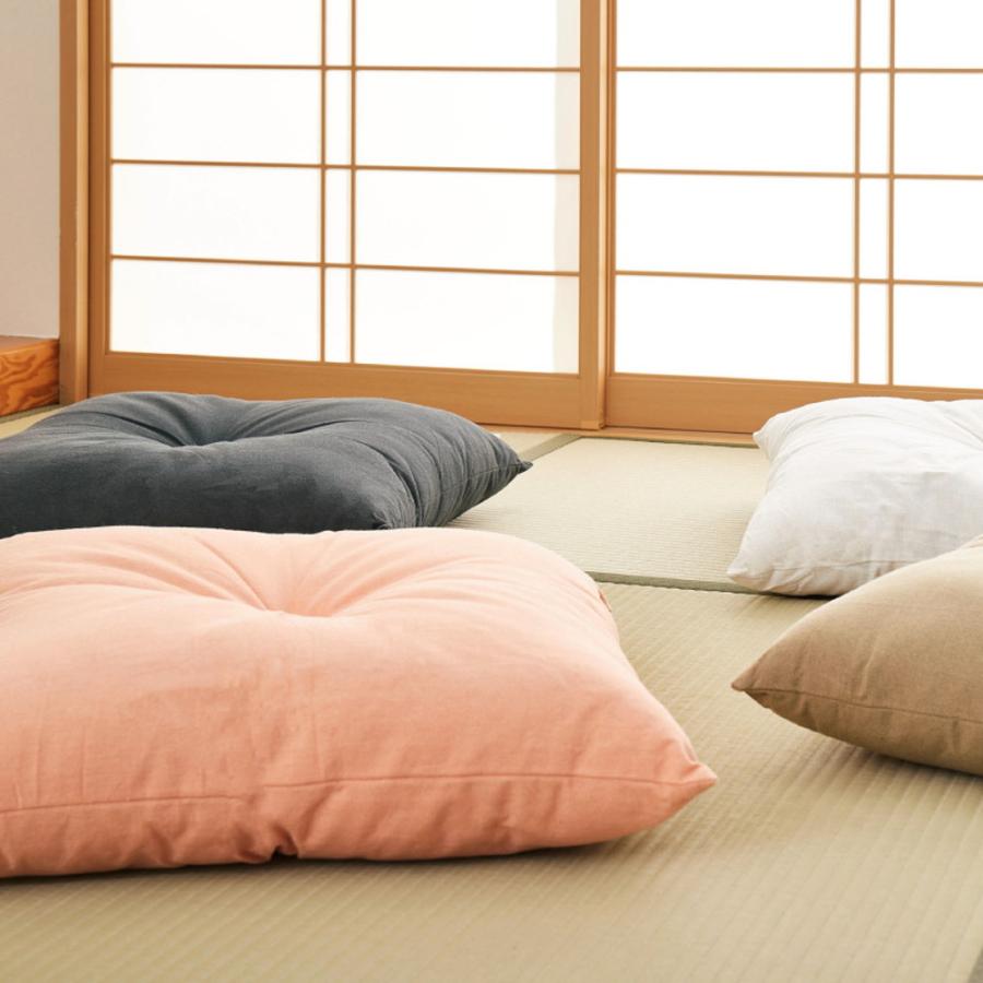 和座布団 約60×60cm 正方形 シンプル 無地 ベージュ/グレー/アイボリー/ピンク おしゃれ レトロ 和モダン 和風 和室 かわいい クッション ファブリック 布製 | ブランド登録なし | 01