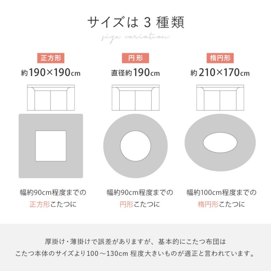 こたつ布団 約190cm 円形 丸型 ラウンド 洗濯機で洗える ルナ ラビットファータッチ フランネル グレー/アイボリー おしゃれ かわいい 北欧 一人暮らし 洗える | ブランド登録なし | 16