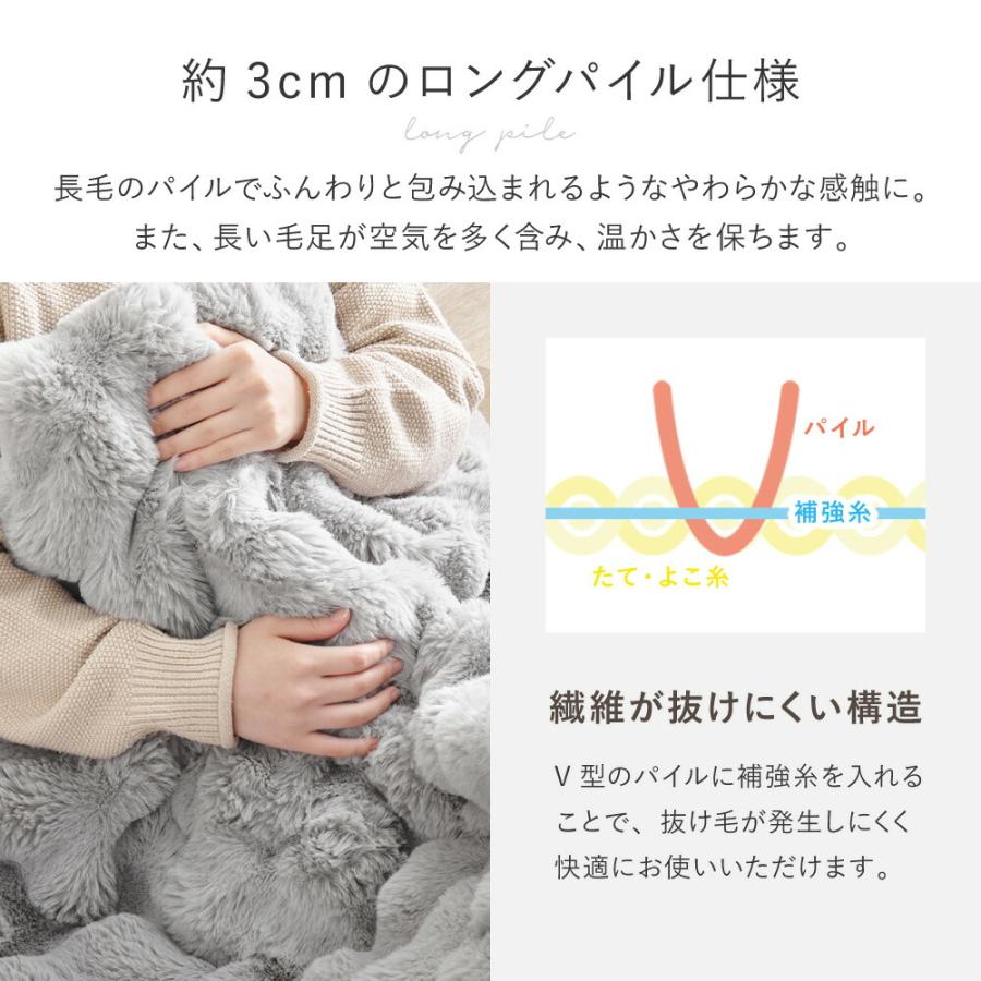 こたつ布団 約190cm 円形 丸型 ラウンド 洗濯機で洗える ルナ ラビットファータッチ フランネル グレー/アイボリー おしゃれ かわいい 北欧 一人暮らし 洗える | ブランド登録なし | 04