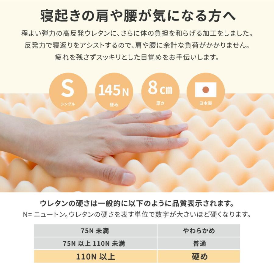 高反発マットレス シングル 約95×195×8cm シンプル ウレタンマットレス 折りたたみ コンパクト 軽量 日本製 おしゃれ |  | 02