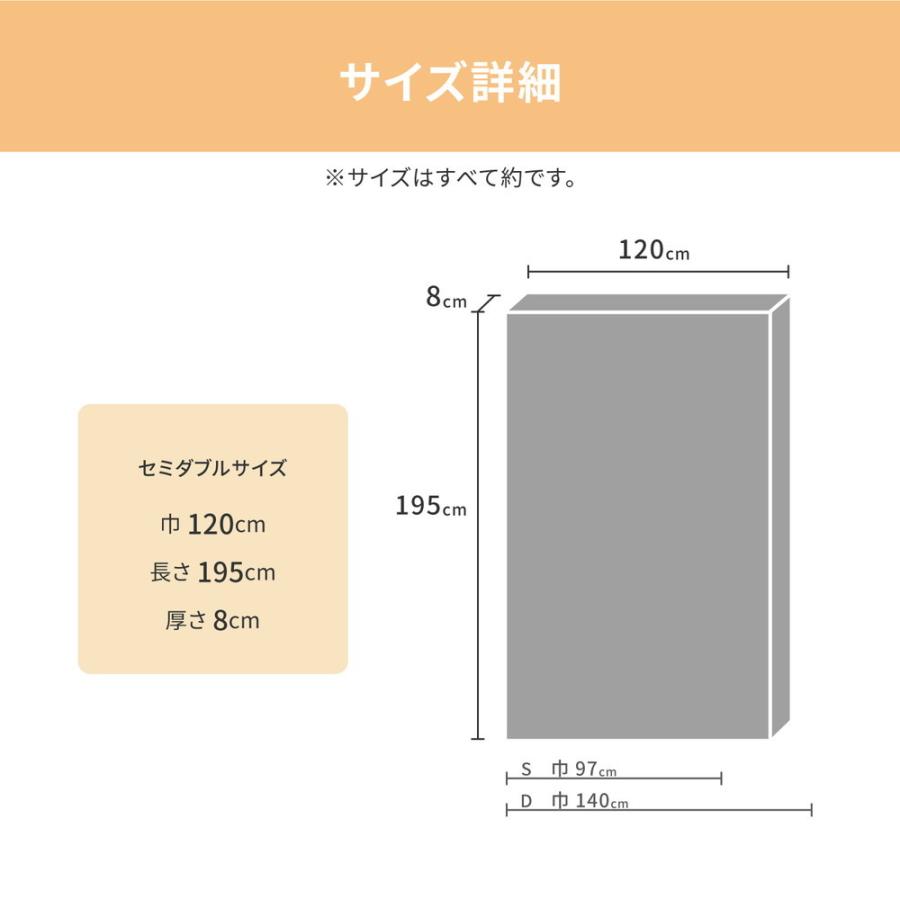 高反発マットレス セミダブル 約120×195×8cm シンプル ウレタンマットレス 折りたたみ コンパクト 軽量 日本製 おしゃれ |  | 08