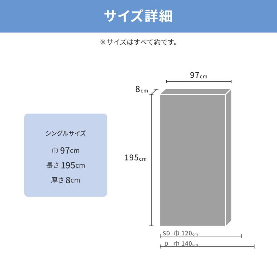 洗えるマットレス アラエルーノ シングル 約97×195×8cm シンプル ウレタンマットレス 折りたたみ コンパクト 軽量 日本製 おしゃれ |  | 09