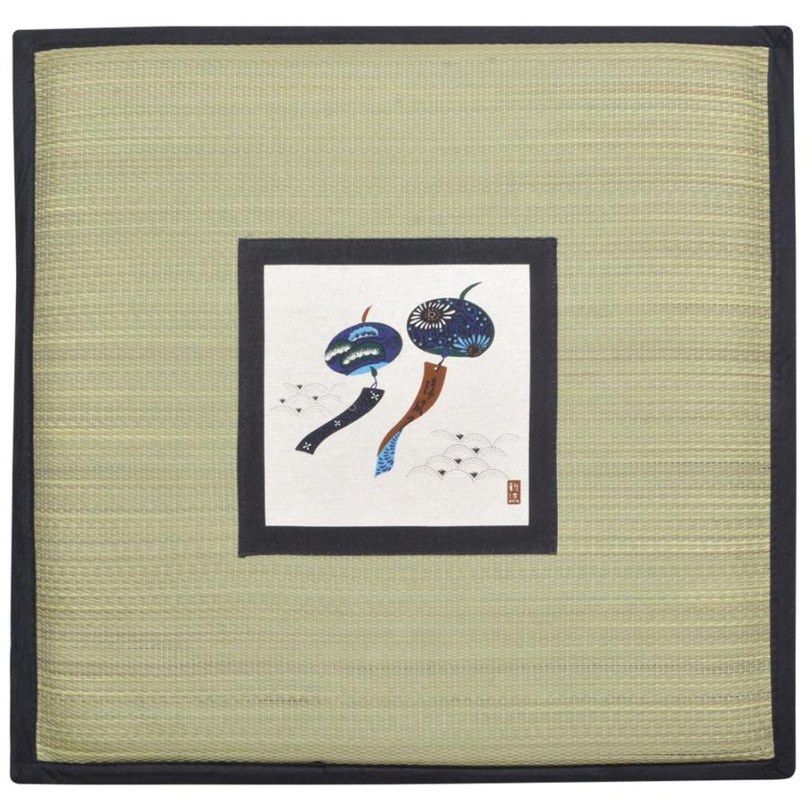送料無料 い草パッチ座布団 クッション 座布団 ざぶとん 風鈴 約55×55cm フロアクッション 和室 シンプル モダン 法事 飲食店 旅館 敬老の日 | 