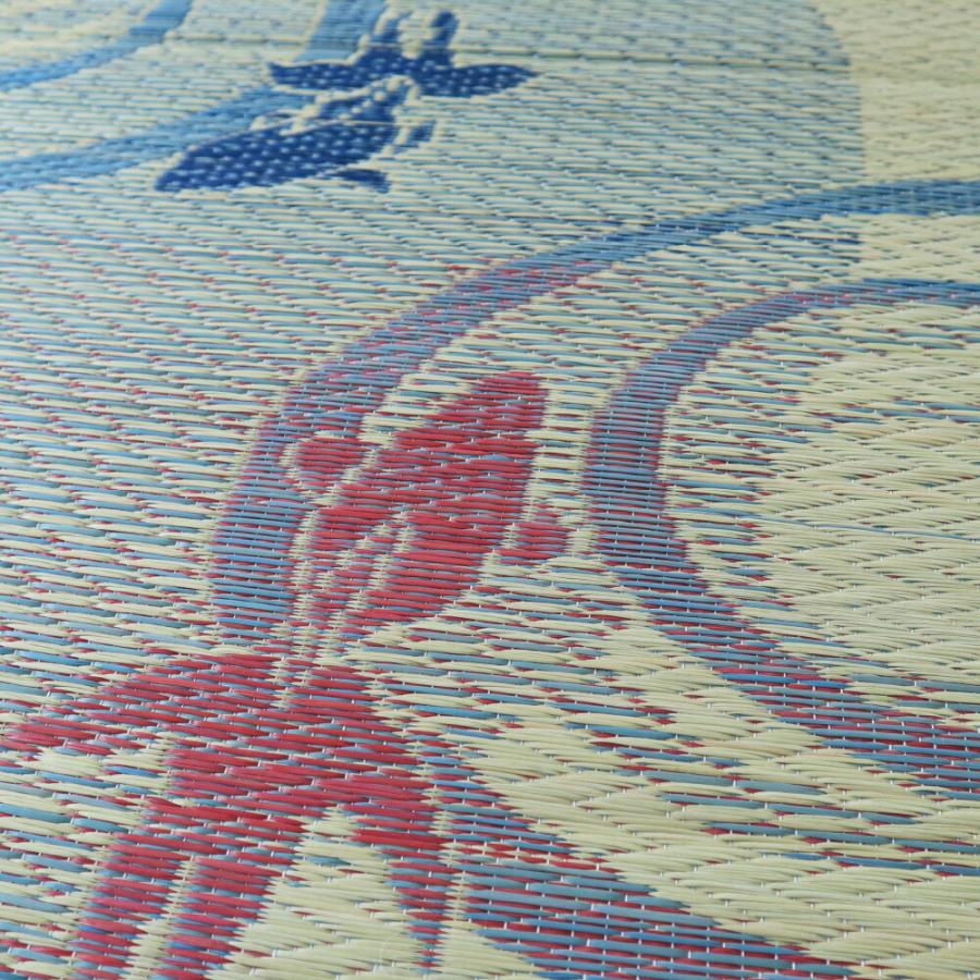 い草ラグ カーペット 裏貼有 金魚柄 い草 畳上敷き 畳 い草 茣蓙 い草マット センターラグ  マット ラグマット 約176×230cm 涼水 ブルー カーペット 防カビ |  | 01