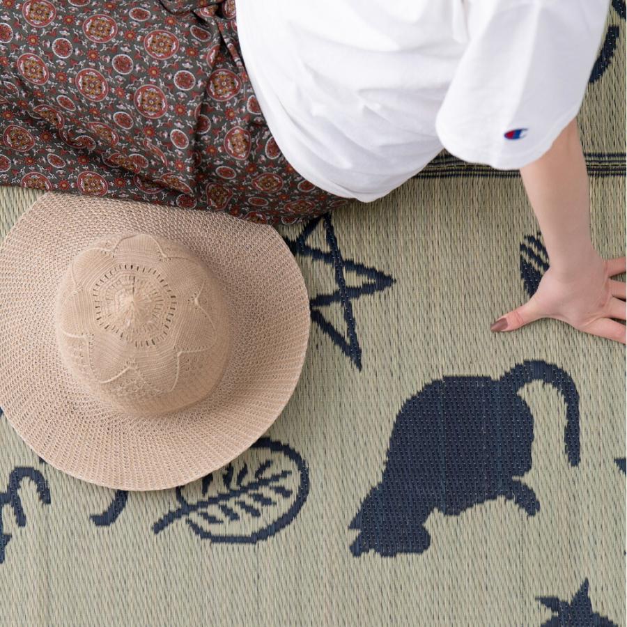 い草ラグ 裏貼り キューティーキャット 約176×176cm 猫柄 正方形 抗カビ い草 畳上敷き 畳 茣蓙 い草マット センターラグ  マット カーペット 北欧 シンプル |  | 09