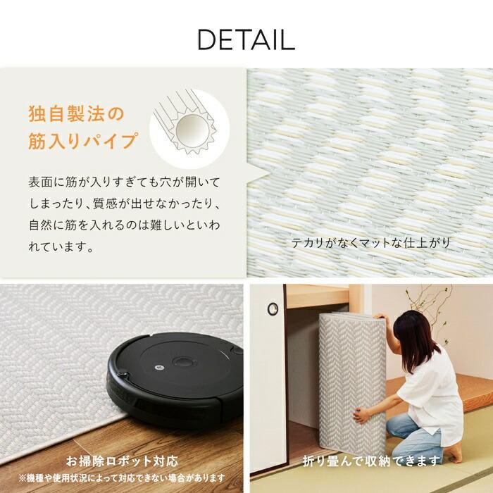い草風カーペット 江戸間4.5帖(約261×261cm) 4.5畳 裏貼り 洗える PP ビニール風 上敷き ラグ ござ 畳の保護 ヘリンボーン おしゃれ かわいい パステルカラー | ブランド登録なし | 07