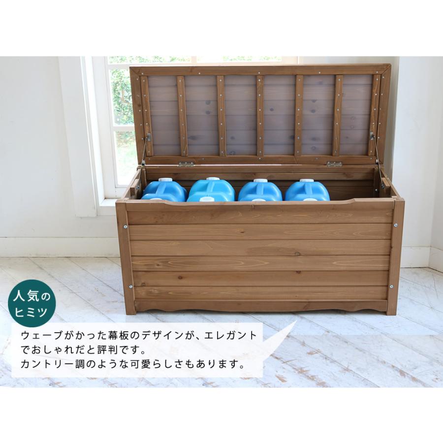 天然木製ボックスベンチL 幅106 スツール 木製 椅子 収納 倉庫 ウッドボックス 物置 物入れ ポリタンク 大容量 屋外 エクステリア ベンチストッカー |  | 04