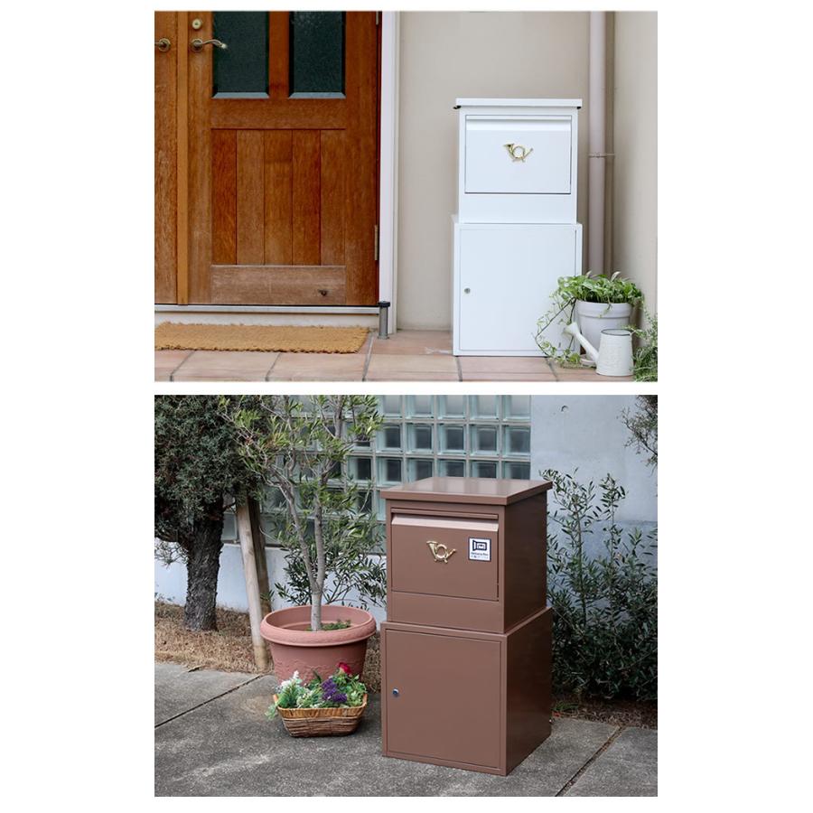 宅配ボックス 一戸建て用 鍵付き スチール 宅配BOX 宅配ポスト 玄関エクステリア horn 大容量 大型 スタンド型 グレイッシュブルー ホワイト ブラウン |  | 02