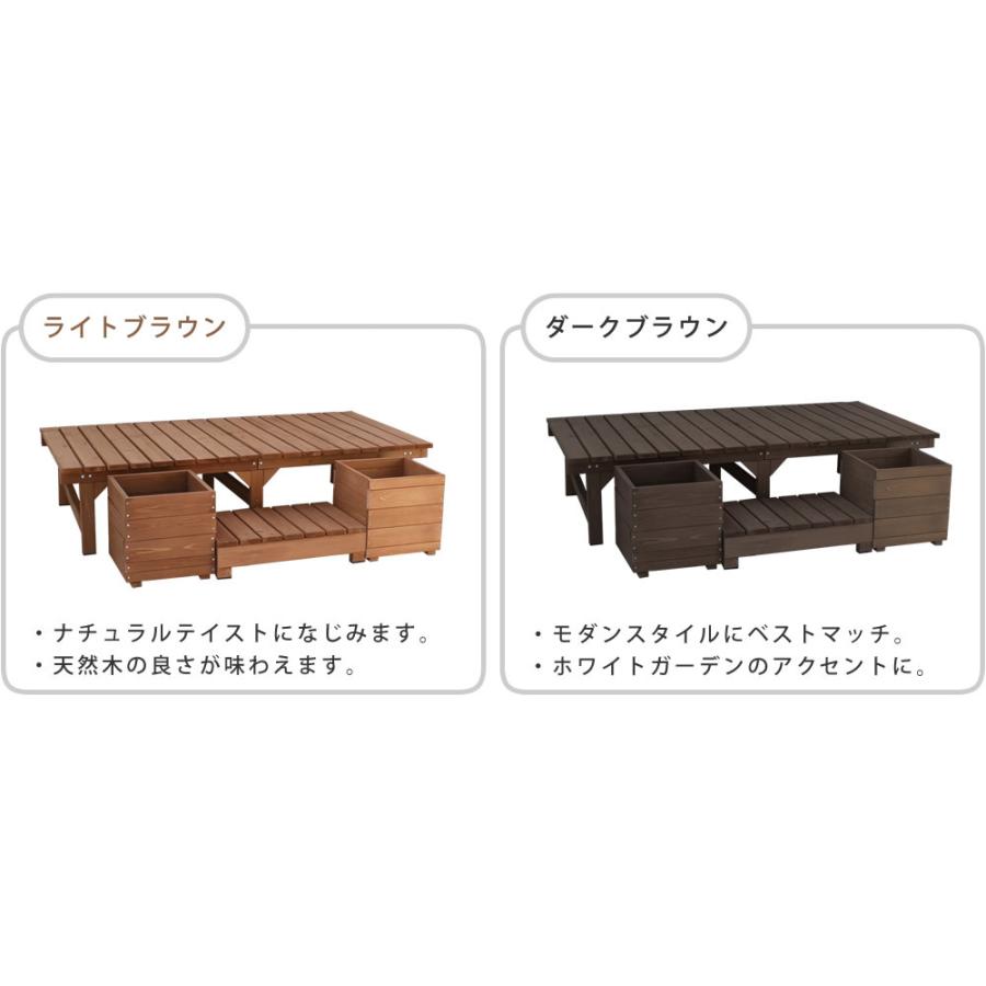 ユニット縁台ベンチ ひより プランターセット（幅174・奥行88） ウッドデッキ 簡単組立 椅子 縁側 DIY 木製 屋外 家具 アウトドアリビング ベンチ 木製縁台 |  | 08