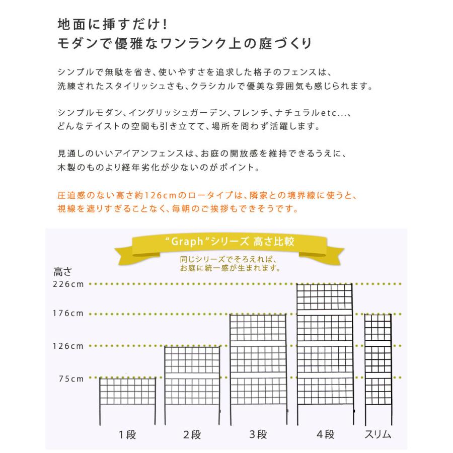 アイアンフェンス 高さ126「グラフ」2枚組 フェンス アイアン ガーデンフェンス 枠 柵 仕切り 目隠し 境目 格子 園芸 つるバラ 庭誘引 屋外 |  | 01