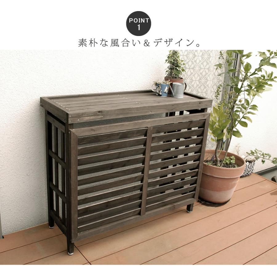 逆ルーバー室外機カバー エアコンカバー 木製 簡単組立 日よけ 省エネ 排熱 節電 節約 棚 枠 屋外 棚付き 目隠し 園芸 バルコニー |  | 03