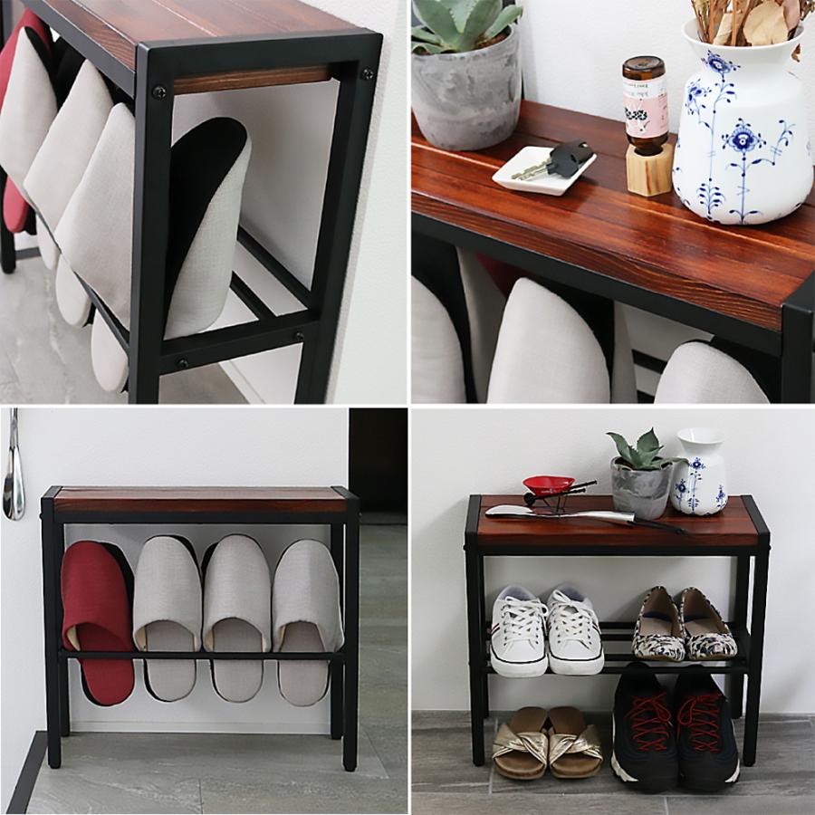 天然木ベンチ 収納付き コンパクト 幅50cm 玄関ベンチ 腰掛け ブラウン 飾り台 スツール 椅子 スリム スリッパ 棚 スタンド 収納 おしゃれ 和モダン 和風 | ブランド登録なし | 09
