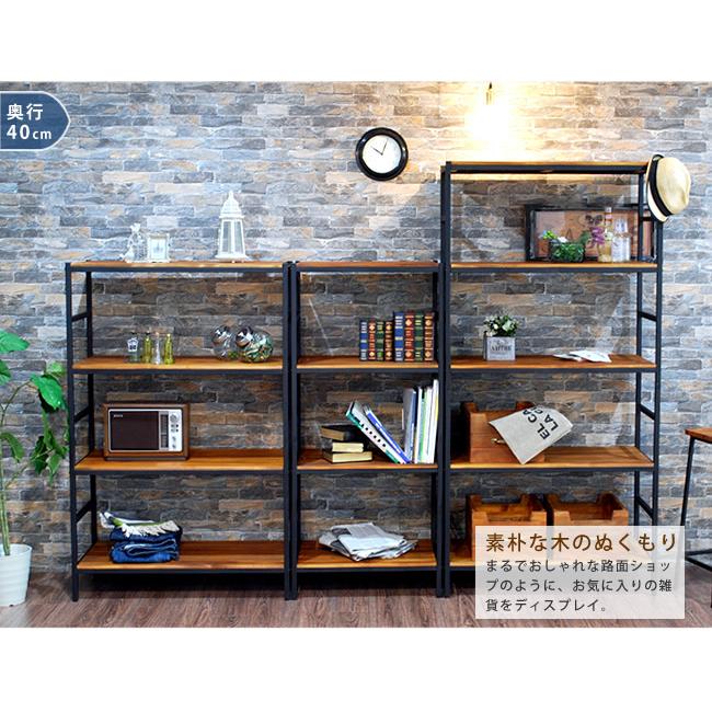 木製 アイアン ラック シェルフ 5段 幅60cm 奥行40cm 収納 ウッドラック インテリア リビング収納 キッチンラック 棚 ブラウン オープンラック リビング 西海岸 |  | 09