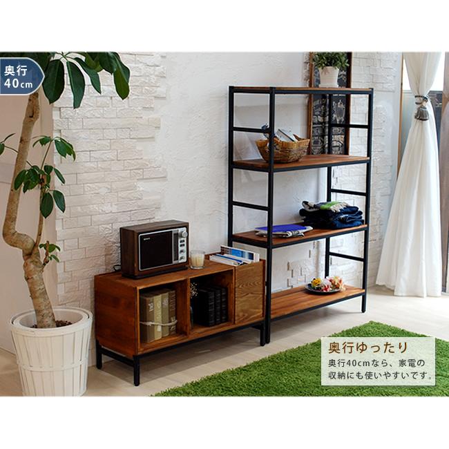 木製 アイアン ラック シェルフ 4段 幅86cm 奥行40cm 収納 ウッドラック インテリア リビング収納 キッチンラック 棚 ブラウン オープンラック リビング 西海岸 |  | 08