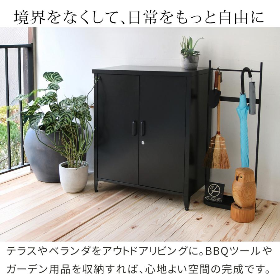 スチール収納庫 鍵付き ベランダ 物置 収納庫 幅73 奥行40 高さ89.5 大容量 鍵付き 開き戸 小型 物置き 倉庫 おしゃれ シンプル 室内 屋外 玄関 収納 ブラック | ブランド登録なし | 04