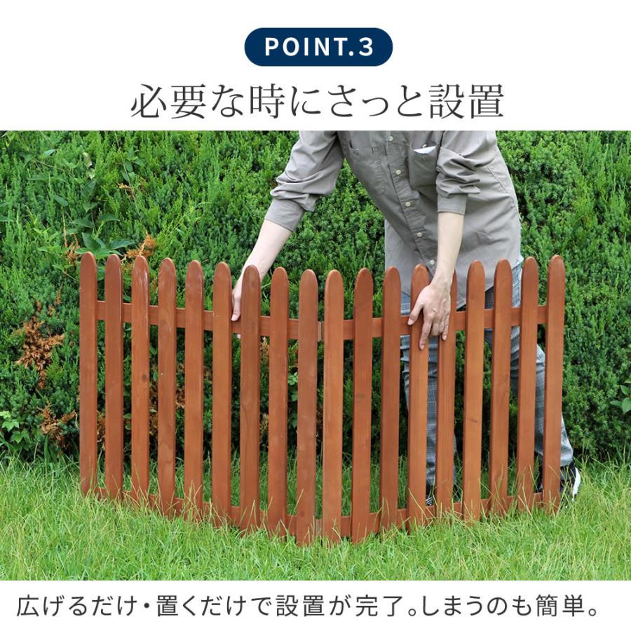 折り畳めるウッドフェンス 142×71 （縦ストライプ) 1枚組 木製 天然木 おしゃれ ライトブラウン/ホワイト/グレー/ダークグリーン 北欧 カントリー レトロ | ブランド登録なし | 17