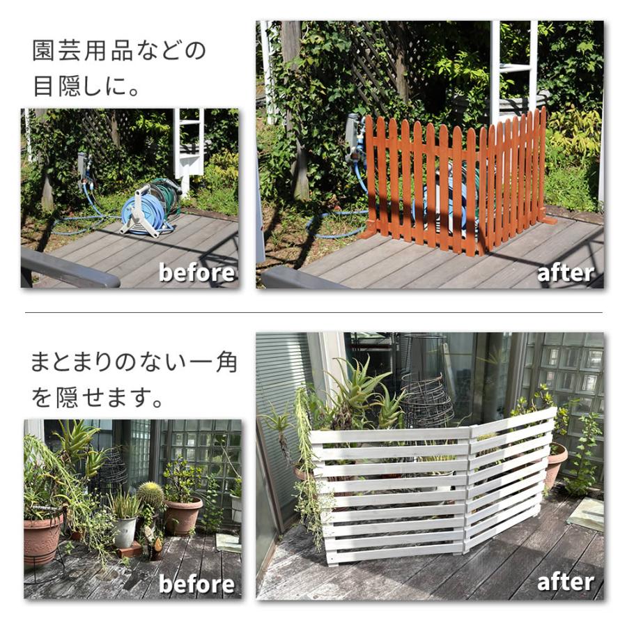 折り畳めるウッドフェンス 142×71 （縦ストライプ) 1枚組 木製 天然木 おしゃれ ライトブラウン/ホワイト/グレー/ダークグリーン 北欧 カントリー レトロ | ブランド登録なし | 12