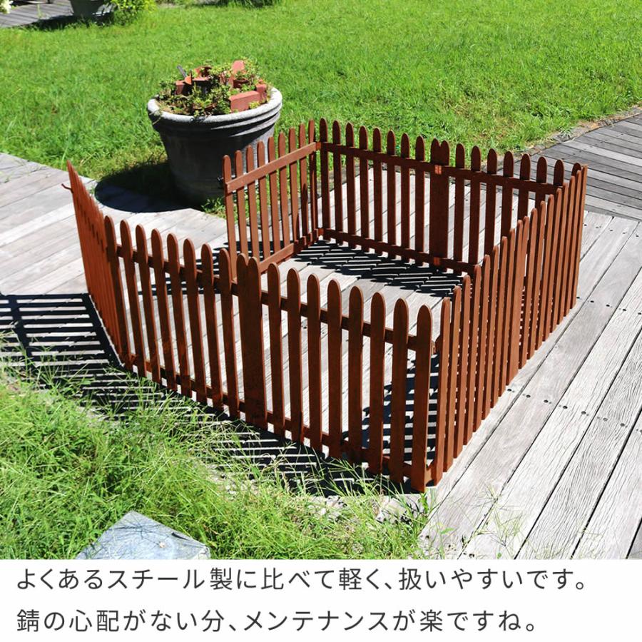 折り畳めるウッドフェンス ゲート付サークルセット 縦ストライプ 木製 天然木 おしゃれ ライトブラウン/ホワイト/グレー/ダークグリーン 北欧 カントリー レトロ | ブランド登録なし | 11