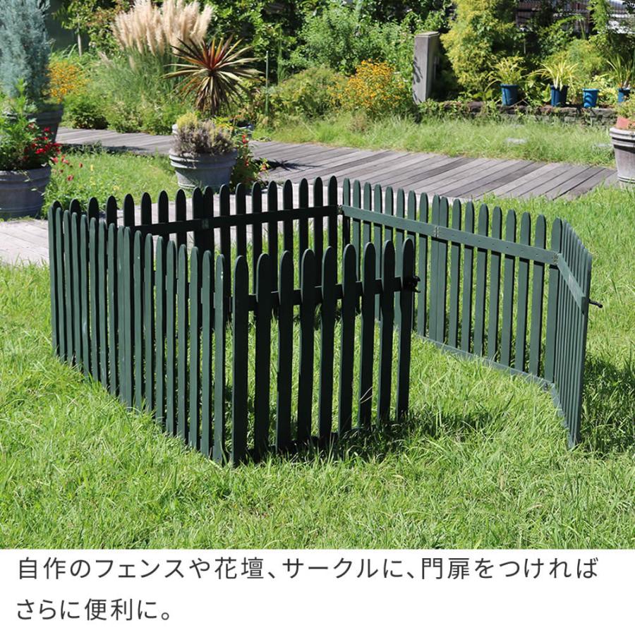 折り畳めるウッドフェンス ゲートセット （縦ストライプ) 木製 天然木 おしゃれ ライトブラウン/ホワイト/グレー/ダークグリーン 北欧 カントリー レトロ | ブランド登録なし | 08