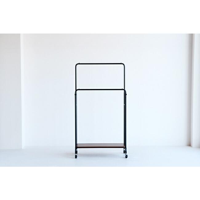 ハンガーラック ポールハンガー パイプハンガー 2段 棚付き おしゃれ キャスター付き コートハンガー 洋服掛け コート掛け 2連 衣類収納 スチール |  | 02