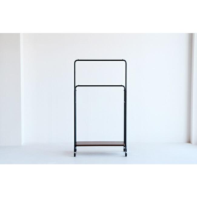 ハンガーラック ポールハンガー パイプハンガー 2段 棚付き おしゃれ キャスター付き コートハンガー 洋服掛け コート掛け 2連 衣類収納 スチール |  | 05