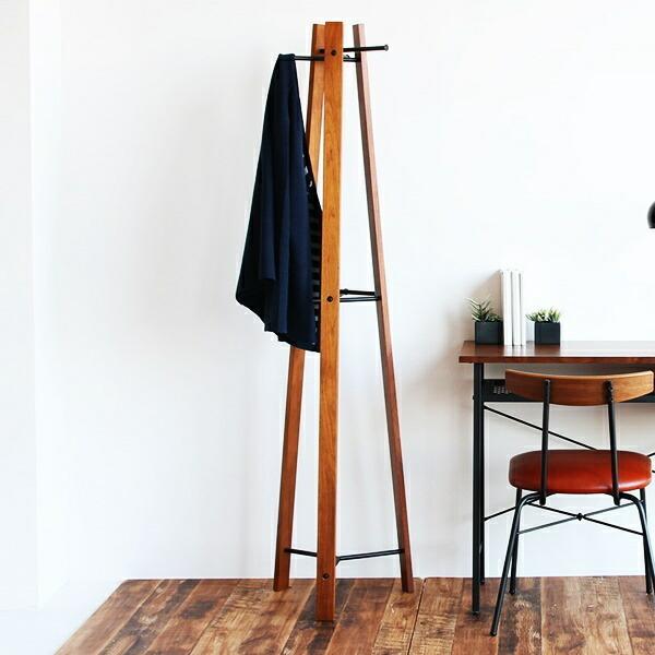 ポールハンガー コートハンガー おしゃれ 北欧 木製 省スペース コンパクト ハンガーラック ブラウン ナチュラル シンプル ハンガーポール | 