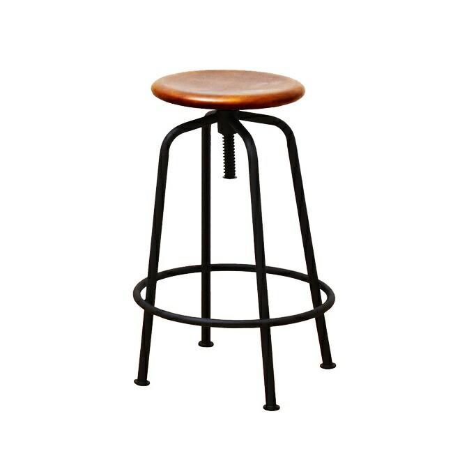 バーチェア ハイスツール スツール 高さ調整 完成品 カウンターチェア バースツール 丸椅子 カウンタースツール ヴィンテージ 木製 ブラウン おしゃれ |  | 01
