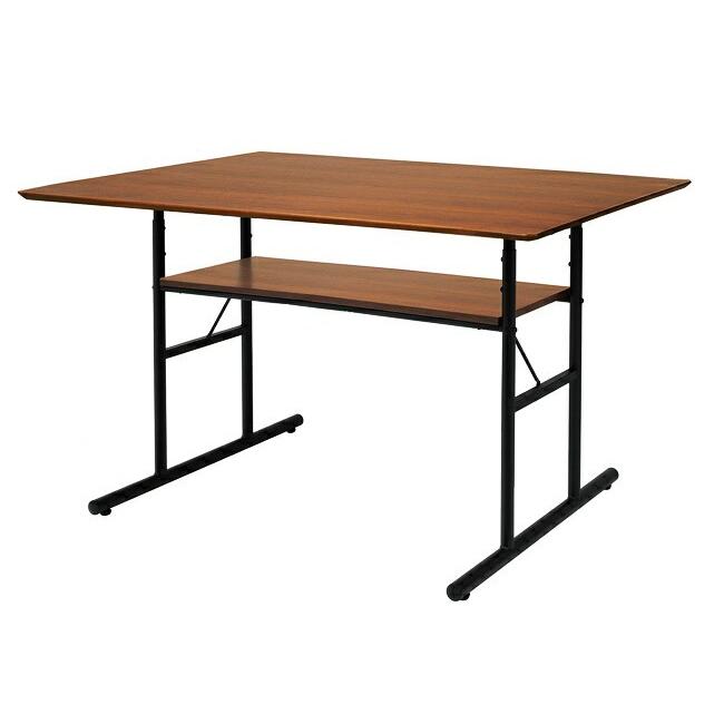 ダイニングテーブル 4人掛け 高さ調節 幅120cm 4人用 棚付き 4P 食卓テーブル 机 収納 食事 おしゃれ シンプル 高さ調整 北欧 レトロ |  | 01