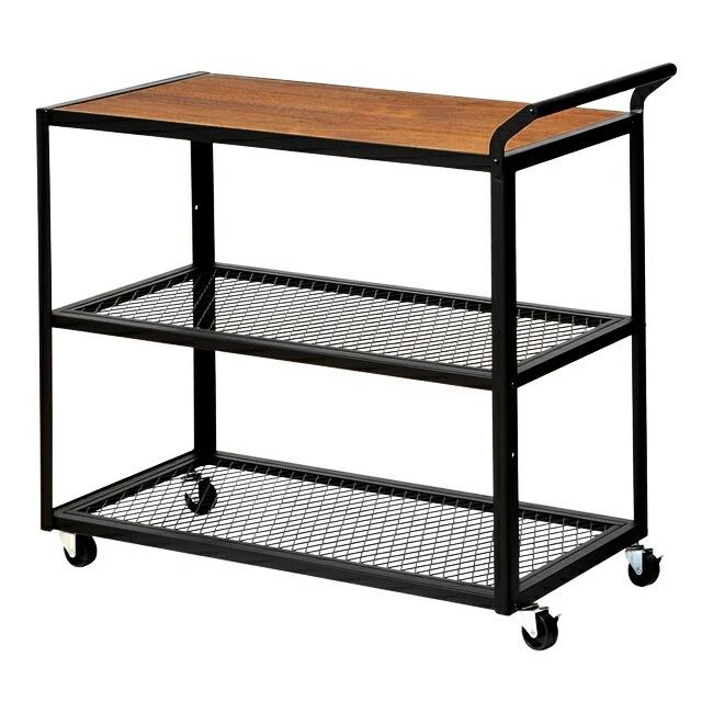 キッチンワゴン カートワゴン 3段 収納ボックス 天板付 キャスター付 取手付 木製 ウォールナット ダイニング キッチンラック キッチン収納 北欧 |  | 01