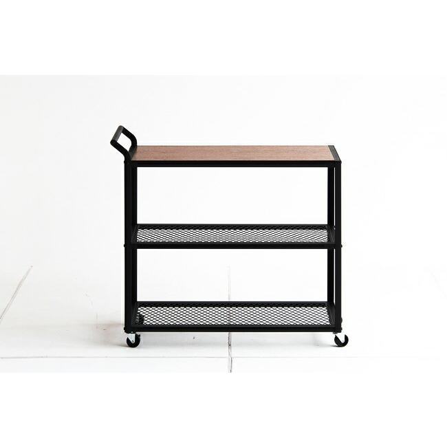 キッチンワゴン カートワゴン 3段 収納ボックス 天板付 キャスター付 取手付 木製 ウォールナット ダイニング キッチンラック キッチン収納 北欧 |  | 03