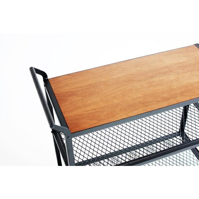 キッチンワゴン カートワゴン 3段 収納ボックス 天板付 キャスター付 取手付 木製 ウォールナット ダイニング キッチンラック キッチン収納 北欧 |  | 05