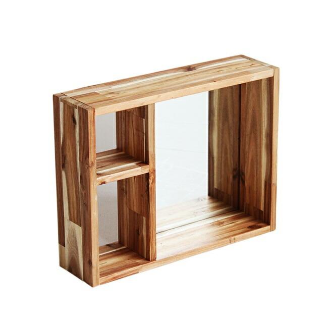 収納ボックス ミラー 鏡 ディスプレイラック アクセサリー収納 玄関収納 鍵置き 北欧 完成品 木製 おしゃれ アンティーク ディスプレイボックス | 