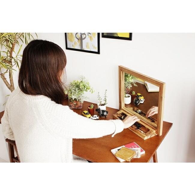 卓上ミラー 自立式 小物置き スタンドミラー テーブルミラー デスクミラー 化粧鏡 アンティーク風 かわいい おしゃれ 北欧 木製 コスメミラー |  | 12