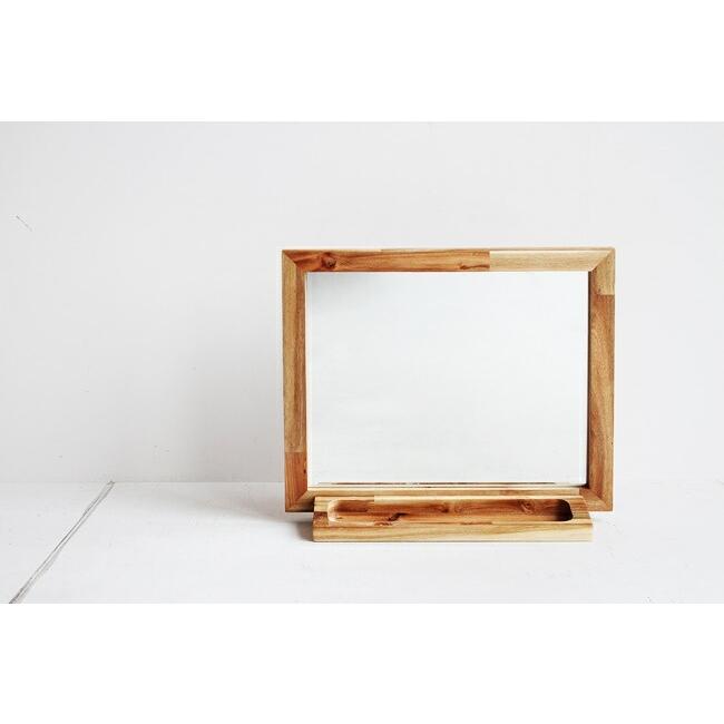 卓上ミラー 自立式 小物置き スタンドミラー テーブルミラー デスクミラー 化粧鏡 アンティーク風 かわいい おしゃれ 北欧 木製 コスメミラー |  | 02