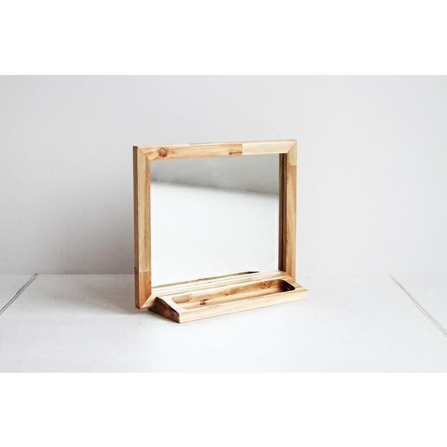 卓上ミラー 自立式 小物置き スタンドミラー テーブルミラー デスクミラー 化粧鏡 アンティーク風 かわいい おしゃれ 北欧 木製 コスメミラー |  | 03