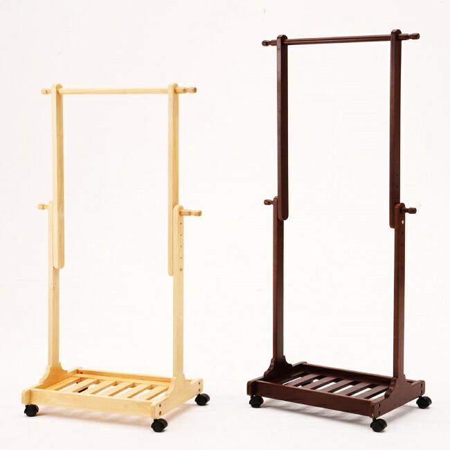 ハンガーラック キャスター付き 伸縮式 棚付き コートハンガー おしゃれ スリム 衣類収納 伸張式ハンガー ブラウン ナチュラル 木製 高さ調節 |  | 01