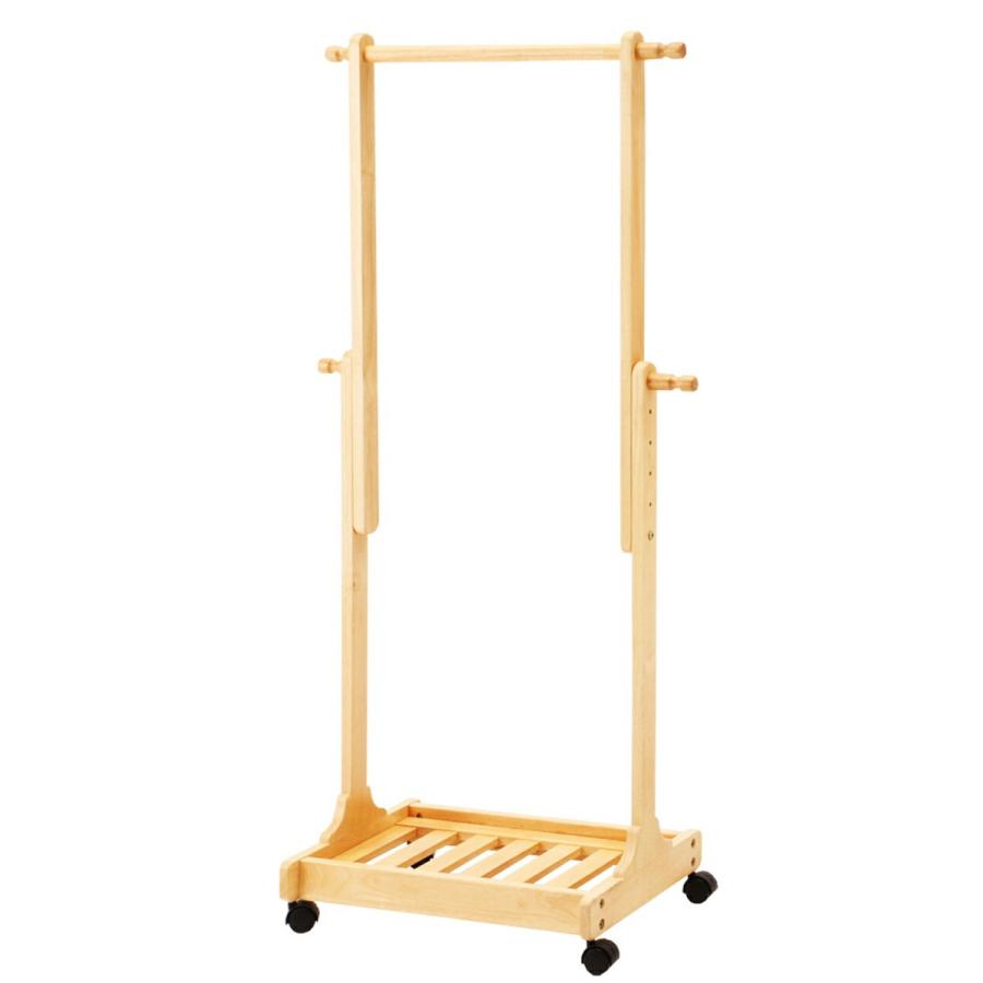 ハンガーラック キャスター付き 伸縮式 棚付き コートハンガー おしゃれ スリム 衣類収納 伸張式ハンガー ブラウン ナチュラル 木製 高さ調節 |  | 10
