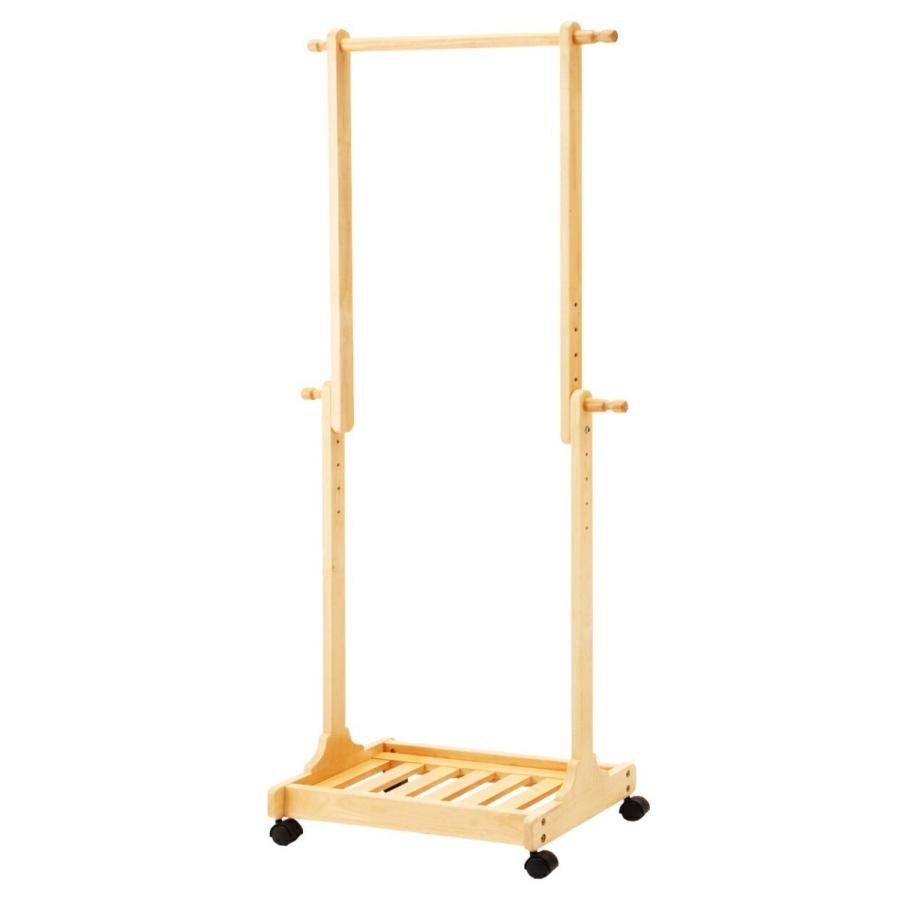 ハンガーラック キャスター付き 伸縮式 棚付き コートハンガー おしゃれ スリム 衣類収納 伸張式ハンガー ブラウン ナチュラル 木製 高さ調節 |  | 11