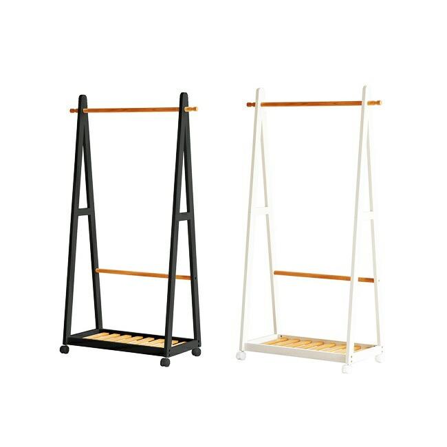ハンガーラック キャスター付き コート掛け コートハンガー おしゃれ ポールハンガー パイプハンガー ウッドラック 洋服掛け 衣類収納 木製 | 