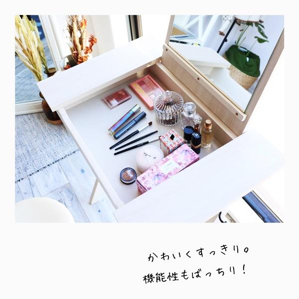 ドレッサー＆スツール セット 1面鏡 鏡台 ドレッサーテーブル 2way 椅子 チェア 丸椅子 ドレッサーデスク ホワイト 木製 姫系 一人暮らし おしゃれ  ミラー 北欧 | ブランド登録なし | 02