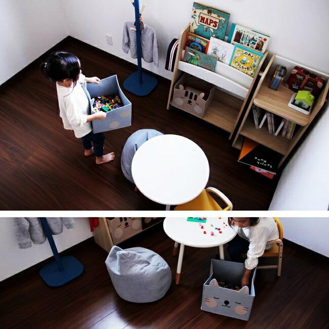 収納ボックス 折りたたみ 収納ケース カラーボックス かわいい おしゃれ 布 ファブリック おもちゃ箱 インナーボックス アニマル柄 リス クマ ネコ |  | 04