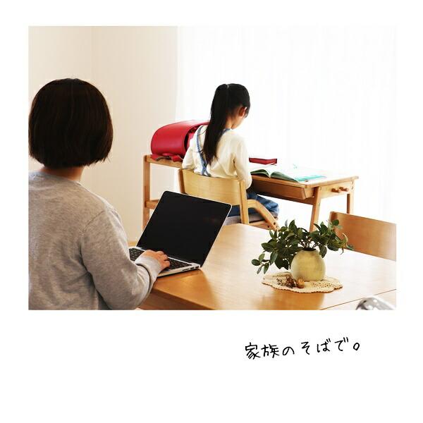 学習机 キャスター付き キッズデスク ダイニング学習 キッズ用デスク 木製 引き出し付き 天然木 長方形 シンプル 北欧 カントリー ナチュラル 平机 | ブランド登録なし | 02