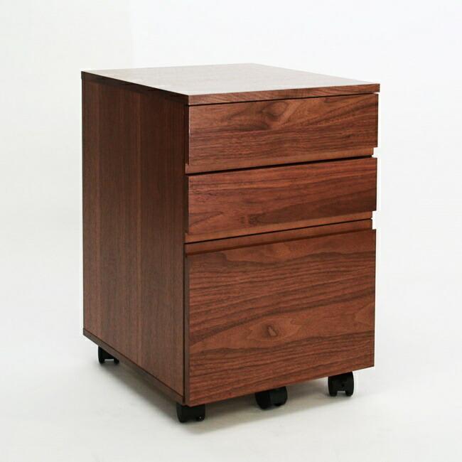 デスクワゴン 横幅40cm 3段 チェスト キャビネット キャスター付き 木製 収納ケース 書類整理 オフィス収納 デスク収納 デスクキャビネット 書斎 | 